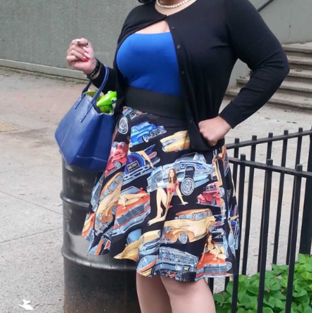 One of a kind pinup girls/hotrod circle skirt